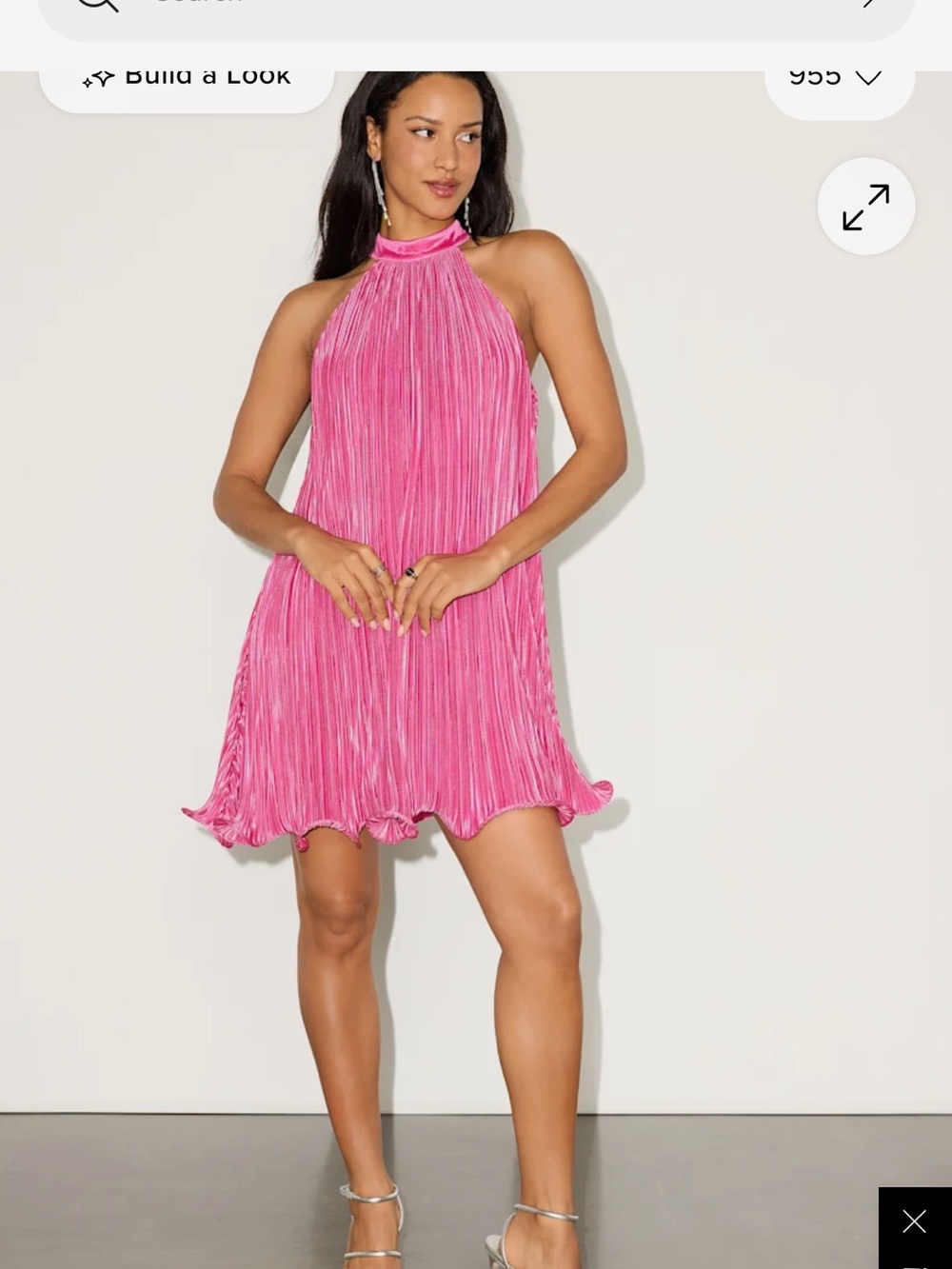Lulu's Hot Pink Pleated Halter Mini Dress